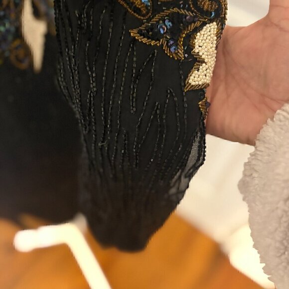 NEW WITH TAGS VINTAGE 100% SILK FULL SEQUINED OPEN BACK COCKTAIL DRESS SIZE S - Picture 4 of 12